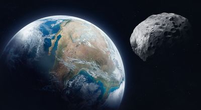 NASA image of an asteroid orbiting near Earth