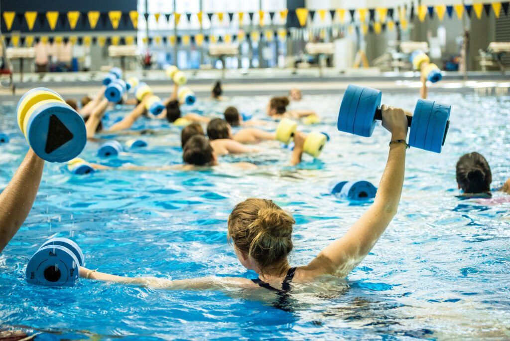 Students train in hydrobics at the Wall Aquatic Center at N A U.