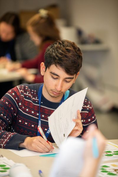 Student working on notes.